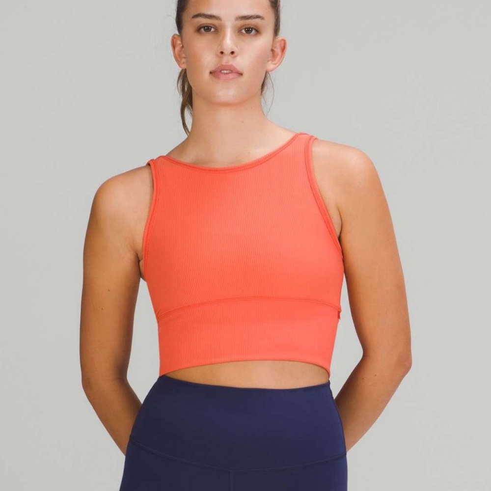 LULULEMON Power Pivot Ribbed Tank Top in Warm Coral